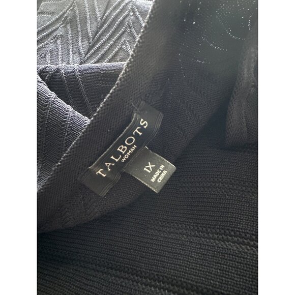 Talbots Black Knit Geometric Textured Short Sleeve A-Line Little Black Dress 1X - Picture 4 of 4